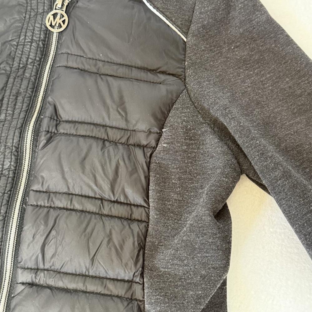 Michael Kors Black Knit-Sleeve Puffer Coat Hooded Zip Up Women's Size‎ Small - Picture 7 of 9